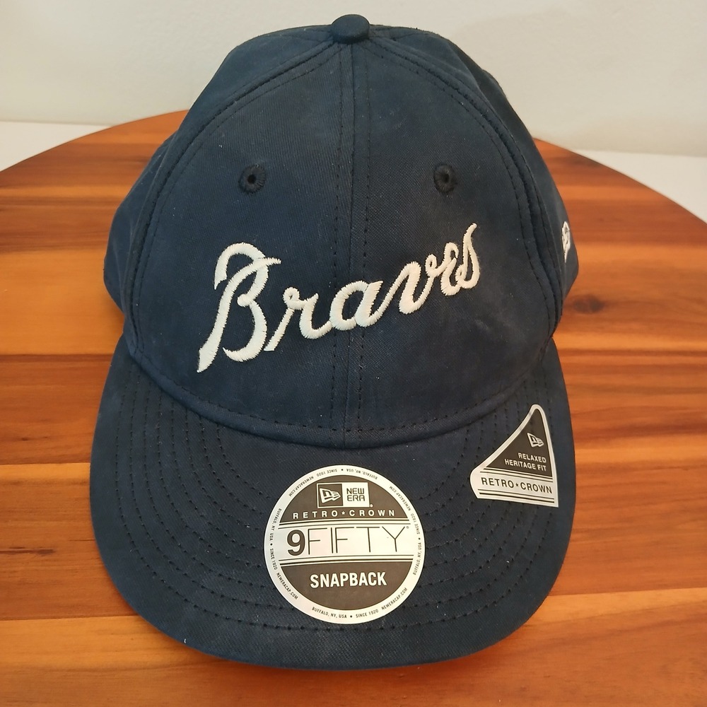 Atlanta Braves Hat Cap Blue‎ New Era Retro Crown 9Fifty Snapback Cooperstown